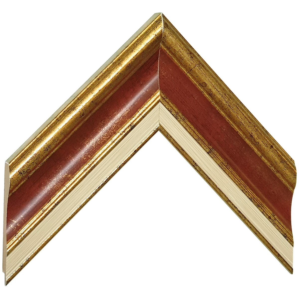 Moulding finger-jointed pine - width 61mm height 20 - Gold, red band - Sample