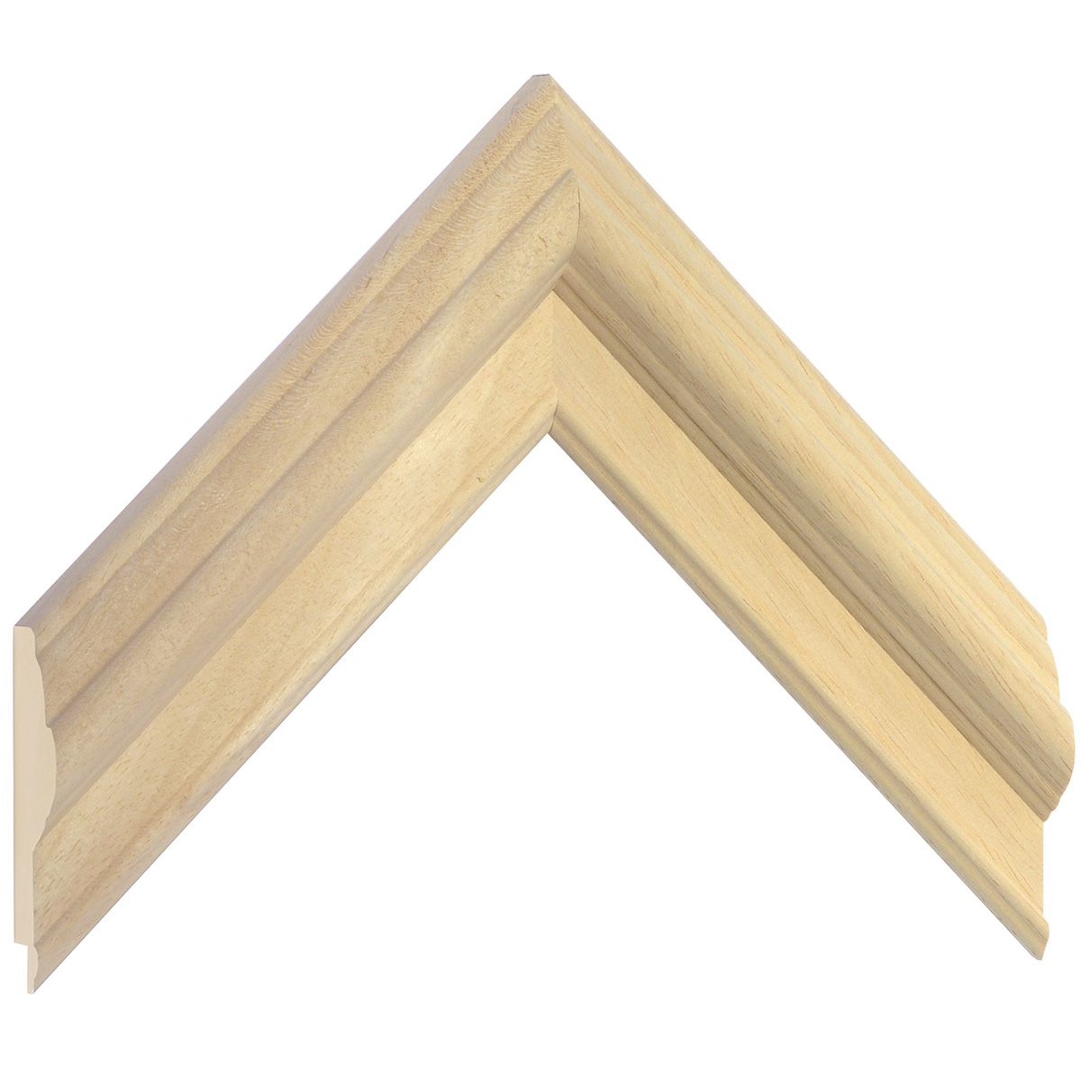 Moulding ayous, width 50mm, height 25mm, bare timber - Sample