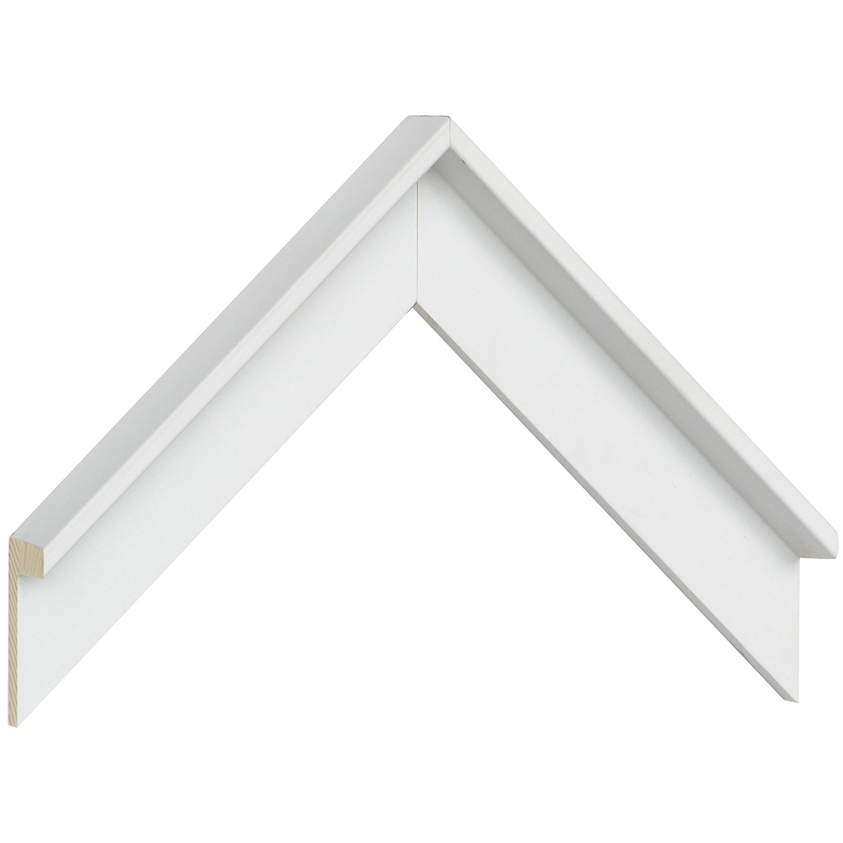 Moulding L shaped fingerjoint pine, width 35mm, height 33 - Whit - Sample