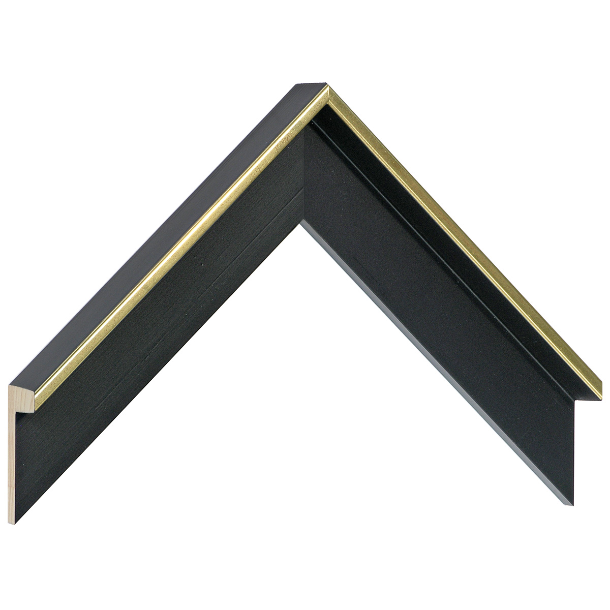 Moulding fir L shape, width 34mm - Black-Gold - Sample