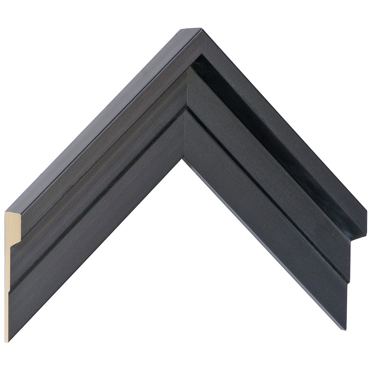 Moulding finger-jointed pine L shape, Width 54mm Height 36 Black - Sample