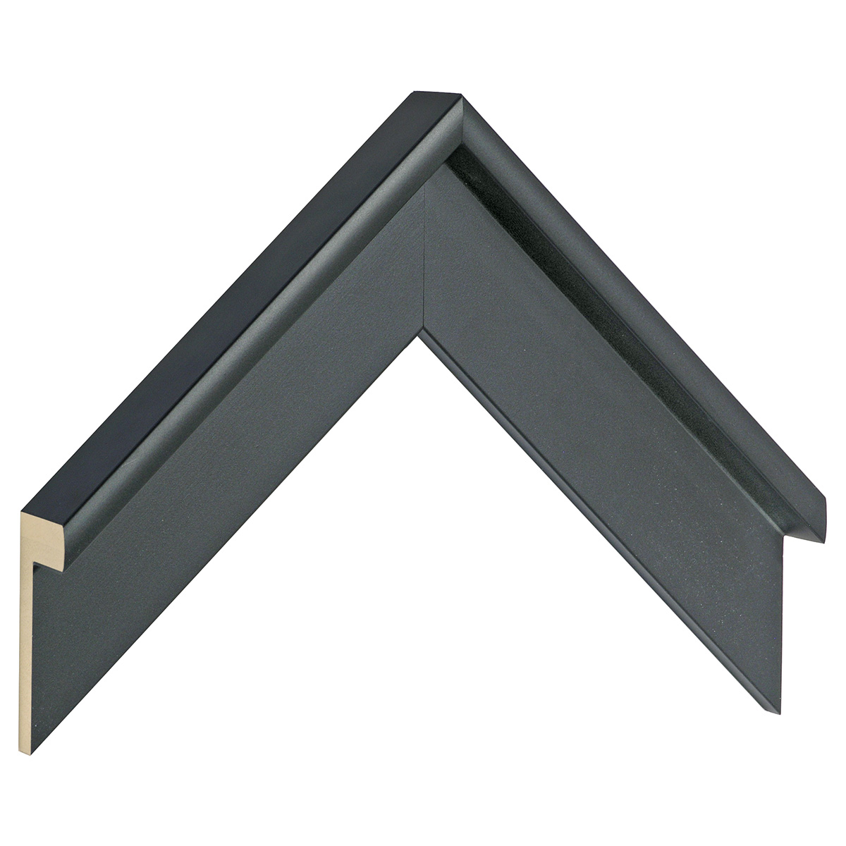 Moulding L shaped fingerjoint pine, width 44mm, height 34 - Black - Sample