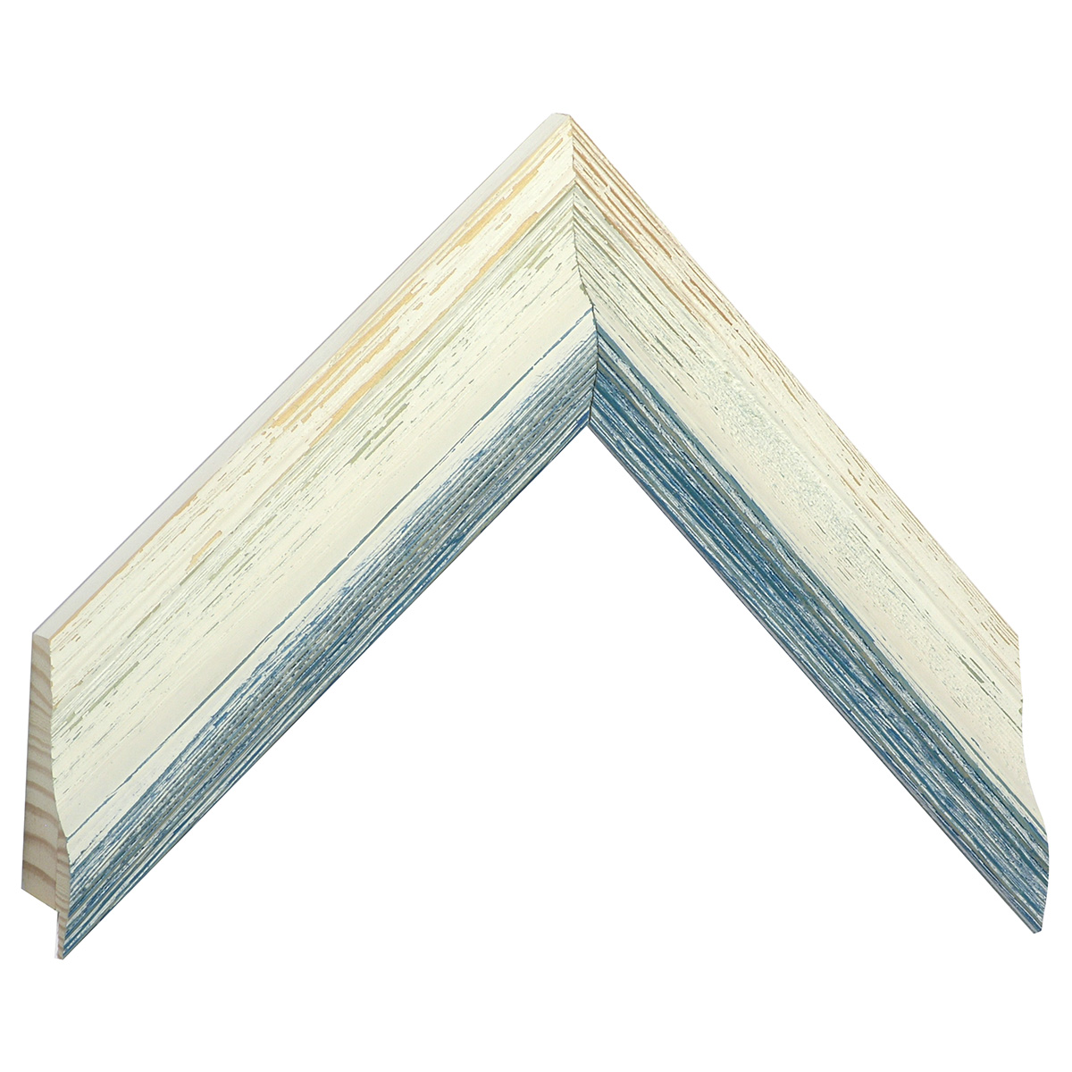 Moulding finger-jointed pine, width 44mm, height 31 - White-blue - Sample