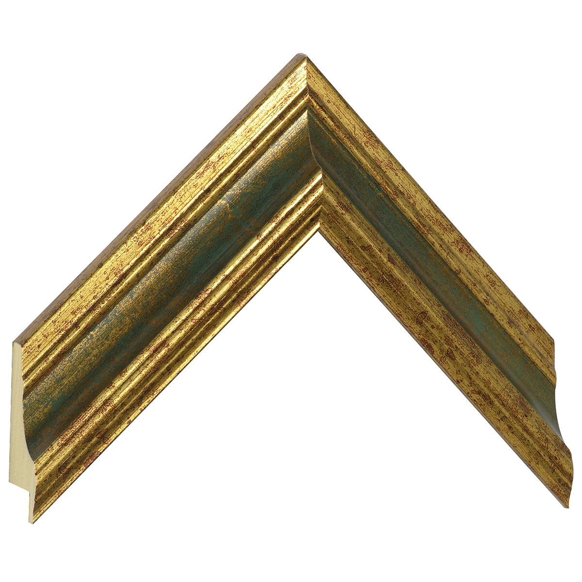 Moulding ayous, width 44mm, height 32 - gold with green band - Sample