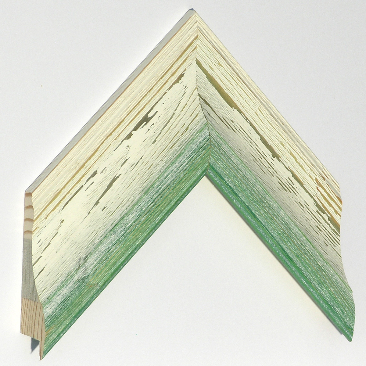 Moulding finger-jointed pine Width 66mm - White-green, shabb - Sample