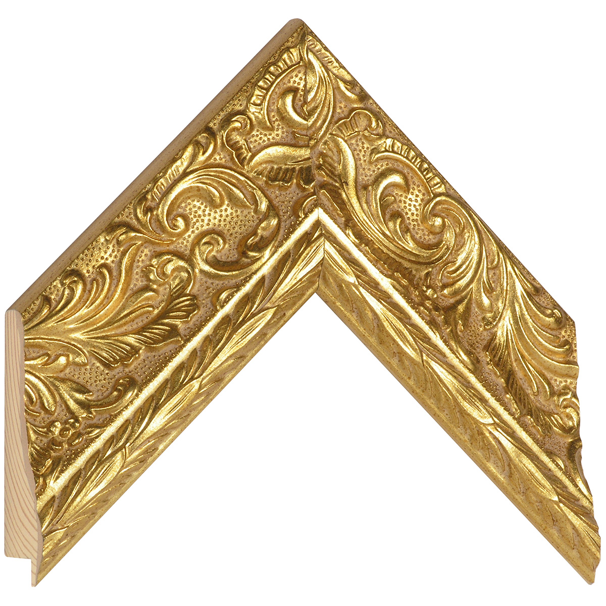 Moulding finger-jointed pine Width 69mm - Gold, decorations - Sample