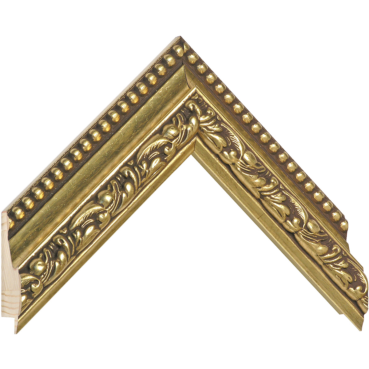 Moulding finger-jointed fir, width 50mm, height 44 - Gold, decorations - Sample