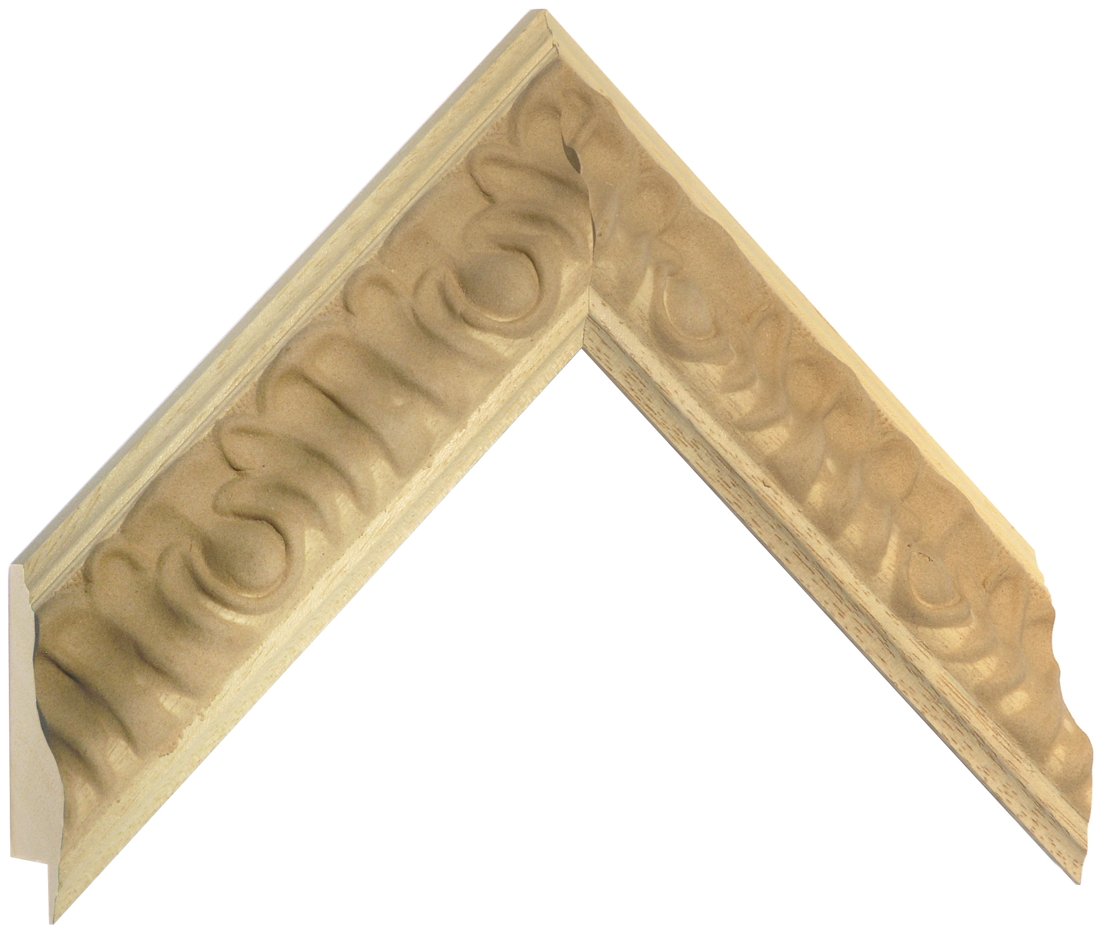 Moulding ayous, width 48 mm - embossed bare timber - Sample