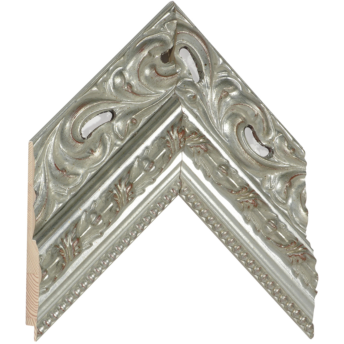 Moulding finger-jointed pine, width 100mm, height 40 - Embossed Silver - Sample