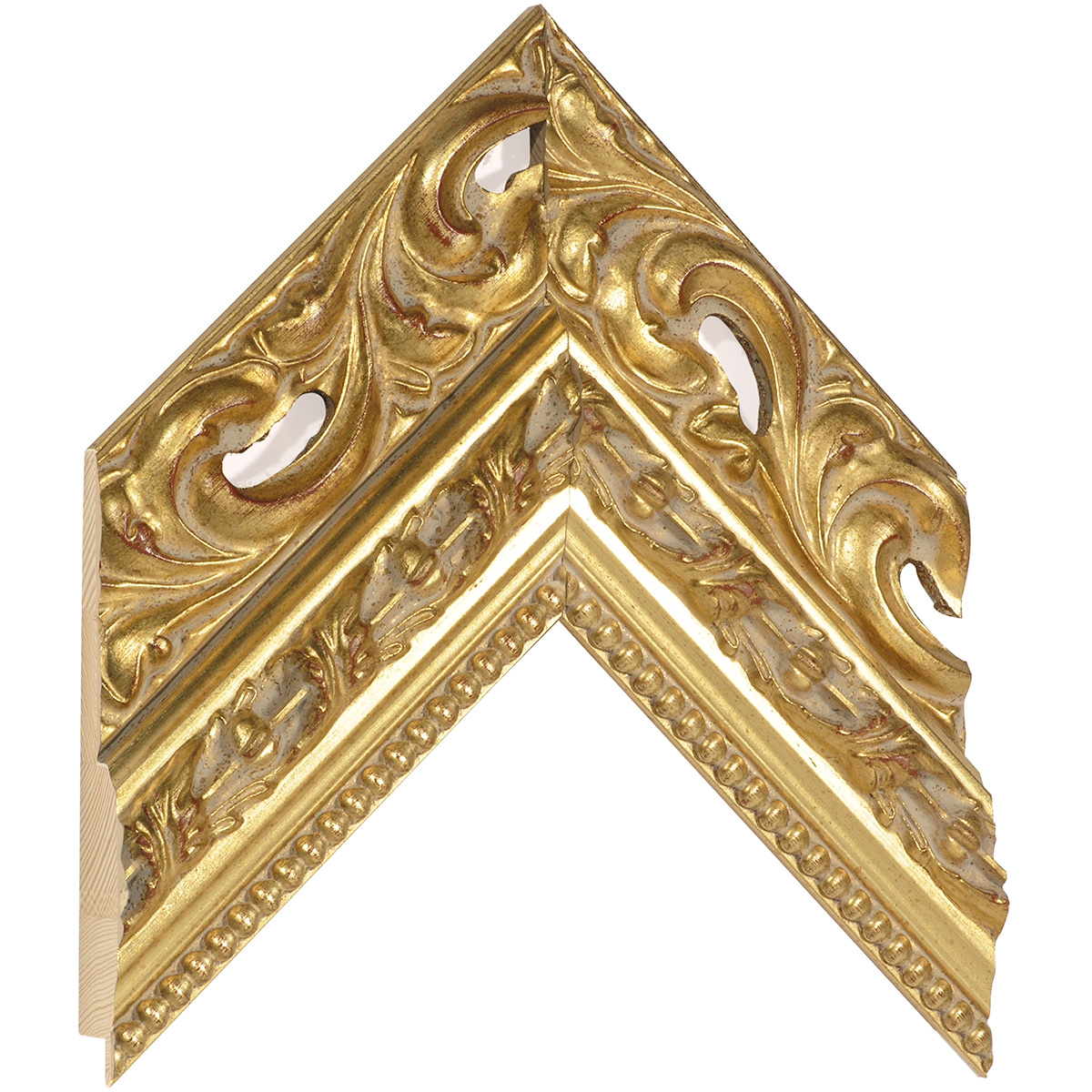 Moulding finger-jointed pine, width 100mm, height 40 - Embossed Gold - Sample
