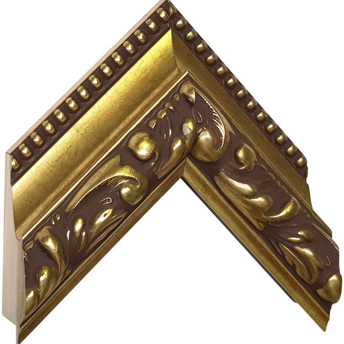 Moulding finger-jointed fir Width 82mm Height 49 Gold, decorations - Sample