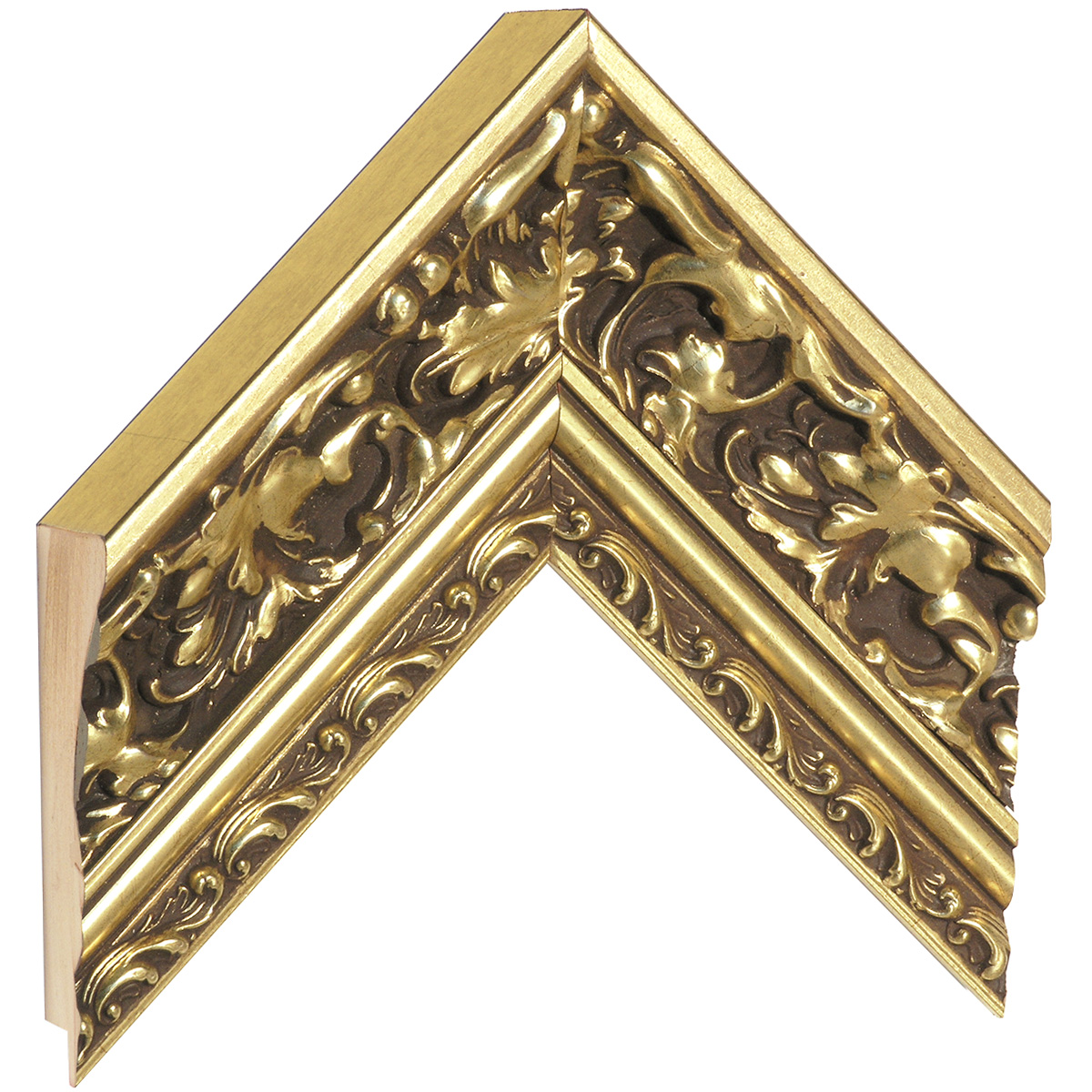 Moulding finger-jointed fir Width 82mm Height 49 Gold, decorations - Sample