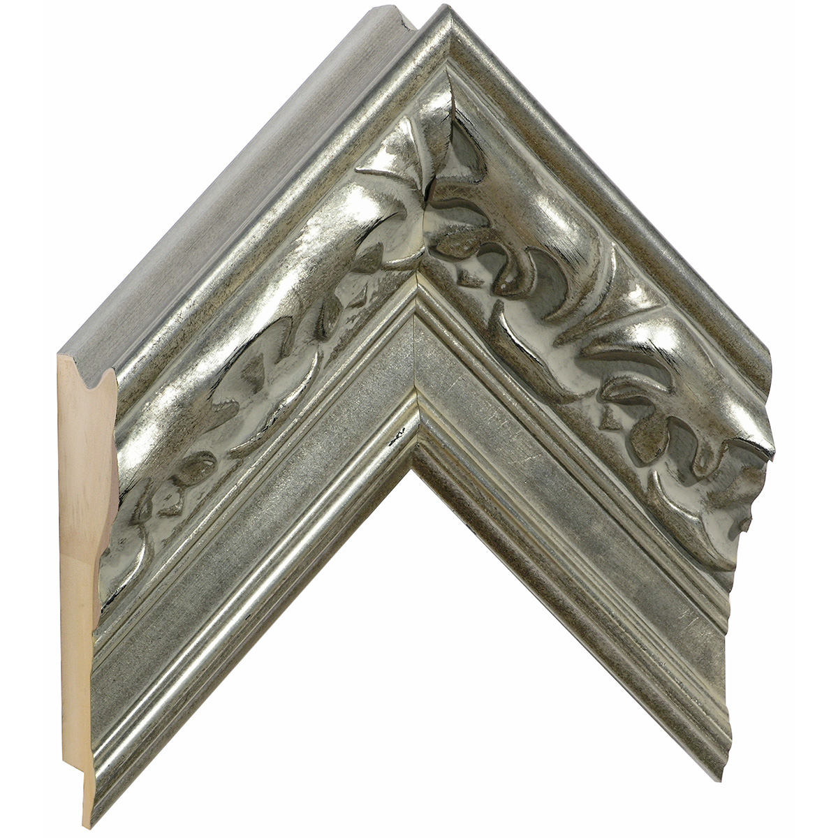 Moulding jelutong, width 102mm - Silver with decorations - Sample