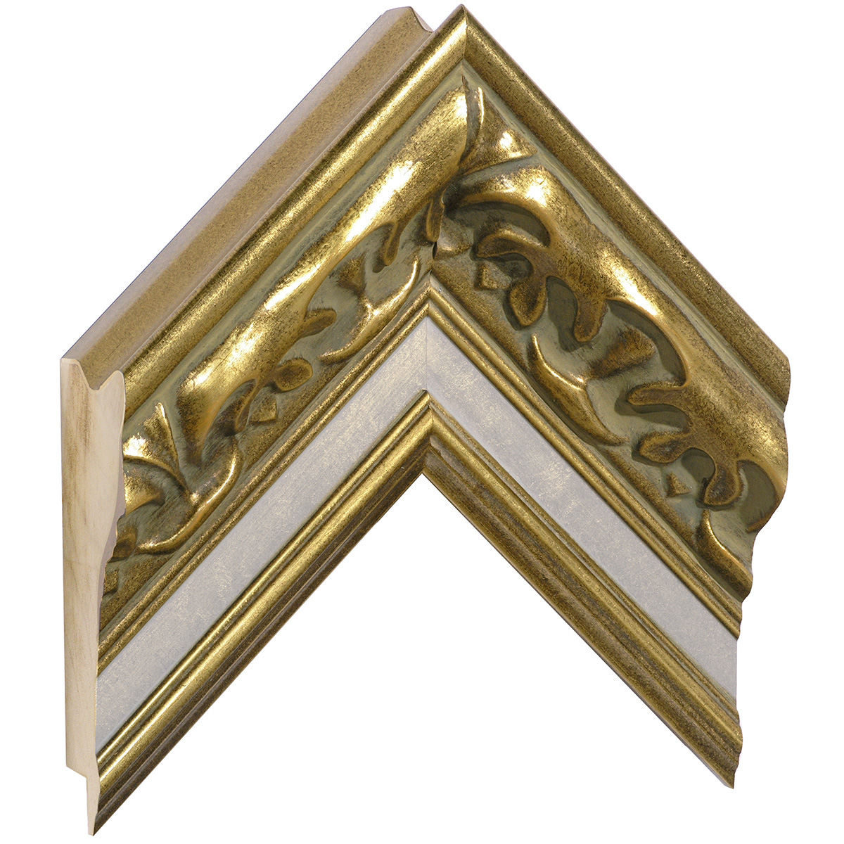 Moulding jelutong, width 102mm - Gold with white strip - Sample
