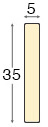 Spacer in ayous, 5x35 mm, bare timber - Profile