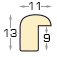 Moulding ramin, width 11mm, height 13 - Silver - Profile
