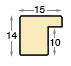 Moulding ayous, width 15mm height 14 - walnut, open grain - Profile