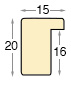 Moulding ayous, width 15mm height 20 - wormhole effect walnut - Profile