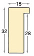 Moulding ayous, width 15mm, height 32mm, bare timber - Profile