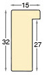 Moulding ayous, width 15mm height 32 - Gold - Profile