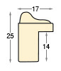 Moulding fingerjointed pine, width 17mm, height 25, embossed bare timber - Profile
