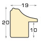 Moulding finger-jointed pine, width 19mm, height 20 - Cream - Profile