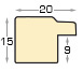 Moulding ayous, width 20mm, height 15 - Pewter with black edge - Profile