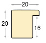 Moulding ayous, width 20mm, height 20mm, bare timber - Profile