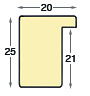 Moulding ayous, width 20mm, height 25mm, bare timber - Profile