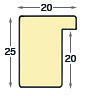 Moulding ayous, width 20mm height 25 - White, open grain - Profile