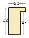 Moulding ayous, width 20mm height 32 - gold - Profile