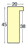 Moulding ayous, width 20mm height 45mm - bare timber - Profile