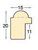 Moulding ayous, width 15mm, height 20mm, embossed, bare timber - Profile