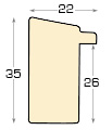 Moulding finger-jointed pine, width 22mm, height 35 - Gold - Profile