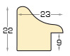 Moulding finger-jointed pine, width 23mm, height 22 - Silver finish - Profile