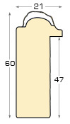 Moulding finger-jointed pine, width 21mm, height 60 - Gold, decorated - Profile