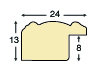 Moulding ayous jointed width 24mm - Gold with mahogany band - Profile