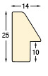 Moulding ayous 25mm height, 14mm width, white - Profile