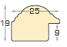 Moulding finger-jointed pine - Width 25mm - green, gold sight edge  - Profile