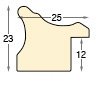 Moulding finger-jointed pine, width 25mm, height 23 - Shabby silver  - Profile