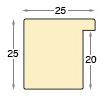 Moulding ayous, width 25mm, height 25mm, bare timber - Profile