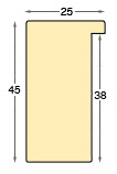 Moulding ayous, width 25mm height 45mm - bare timber - Profile