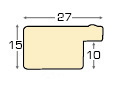 Moulding finger-jointed pine, width 27mm, height 15 - Walnut - Profile