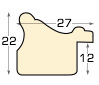 Moulding finger-jointed pine, width 27mm, height 22 - Gold - Profile