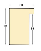 Moulding ayous, width 30mm height 45mm - bare timber - Profile