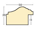 Moulding ayous width 30mm - distressed gold, green front - Profile