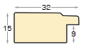 Moulding ayous, Width 32mm Height 15 - Pewter, black fillet - Profile