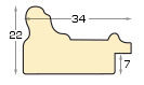 Moulding ayous jointed Width 34mm - Gold - Profile