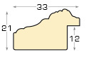 Moulding finger-jointed pine, width 33mm, height 21 - Walnut with relief - Profile