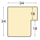 Moulding finger-jointed pine, width 34mm, height 34 - Black - Profile